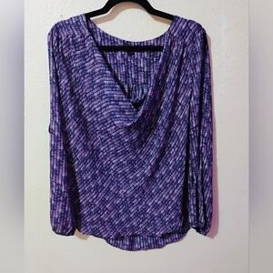 A.N.A. Size Large Purple Open Slit Sleeve Blouse